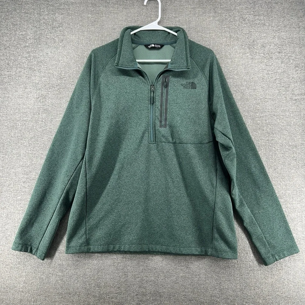 The North Face‎ 1/2 Zip Pullover Sweater Men Size XL Green Fleece Casual Winter